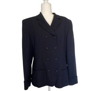 VTG Anne Klein II 100% Wool Double Breasted Gold Buttons Blazer 14